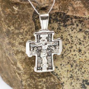 Saint Nicholas Wonderworker Christin Prayer Body Cross. Orthodox Jewelry Silver 925. Made in Russia. B267
