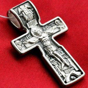 Saint Nicholas Wonderworker Christin Body Cross. Orthodox Jewelry Silver 925. Made in Russia. B350