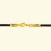 Handmade Black Silk + Cotton Neck Jewelry Cord Russian Prayer lock Silver925 + .999 Gold Plating ( 24K ). 2mm Wide. B362