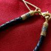 Black Natural Leather Jewelry Neck Cord. Silver 925 + 24K Gold Prayer Lock ( 50cm , 70cm ). B361
