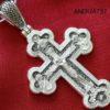Mother of God Valaam Icon Russian Orthodox Prayer Cross Sterling Silver 925 Made in Russia. B339