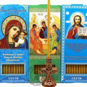 Gift Set Monastery Russian Orthodox Church Quality Wax Candles + Ceramic Holder. B377