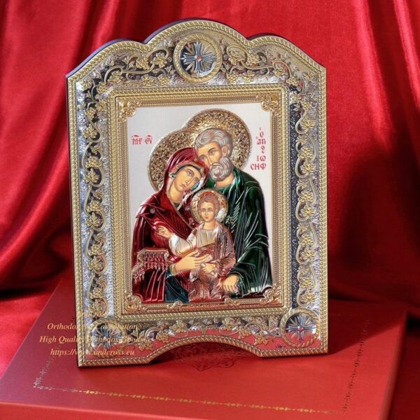 Holy Family Icon 21x28 in Gold & Silver