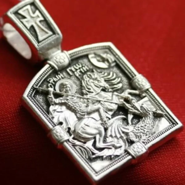 St George Warrior Patron Protective Body Pendant. Christian Orthodox Jewelry Silver 925.