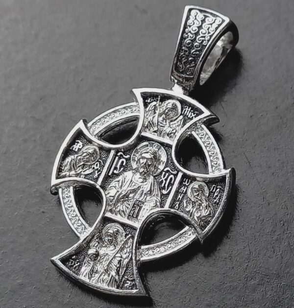 Guardian Angel St Nicholas John The Baptist Eastern Orthodox Baptism Prayer Cross Christian Jewelry For Men Silver 925