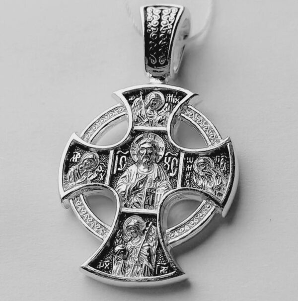 Eastern Orthodox Cross Pendant Celtic Design Silver 925 Handmade Jesus Crucifix For Baptism Religious Gift For Men Women Blessed
