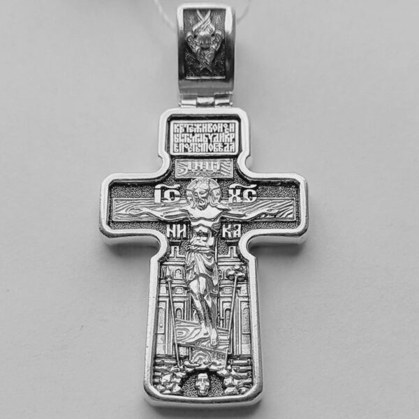 Cross Saint Michael Archangel Necklace Christian Body Crucifix Russian Greek Orthodox Cross Pendant Silver 925