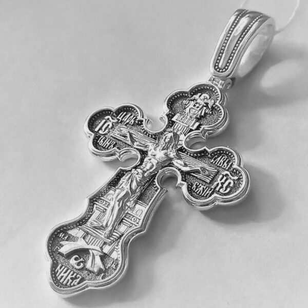 Men Baptism Orthodox Body Cross Silver 925 Authentic Christian Jewelry Russian Greek Design. Saint George Warrior Archangel Michael
