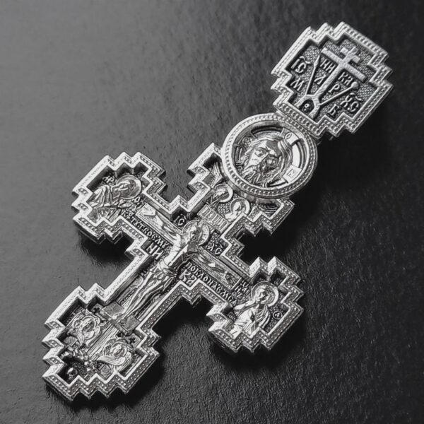 Men Silver 925 Golgotha Crucifix Christian Orthodox Prayer Body Cross Alexander Nevski St Nicholas St Luka Guardian Angel St George Warrior