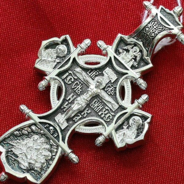 Serbian Greek Orthodox Big Body Prayer Cross Silver 925 Mother of God & Saints