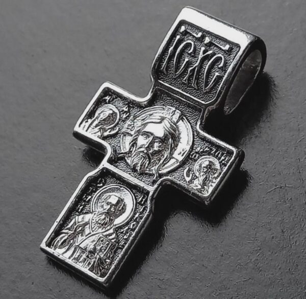 Orthodox Cross Archangel Michael Icon Religious Jewelry Handmade Christian Necklace Silver 925