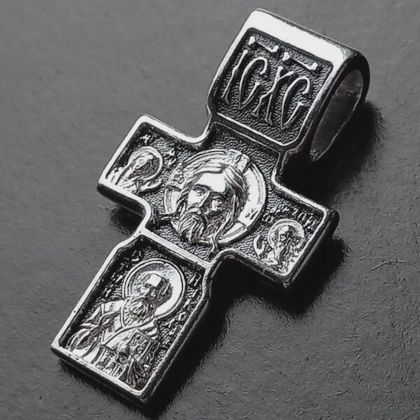 Orthodox Cross Archangel Michael Icon Religious Jewelry Handmade Christian Necklace Silver 925