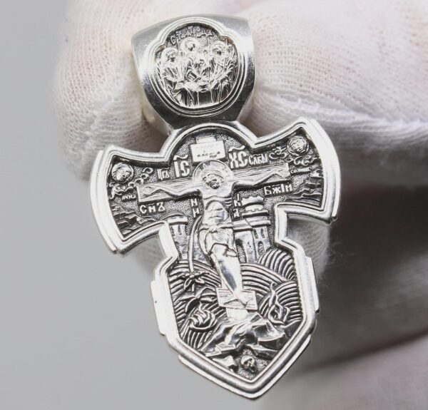 Christian Greek Orthodox Baptist Silver 925 Prayer Body Warrior Crucifix. Alexander Nevski Dmitri Donskoy Archangel Michael Holy Trinity