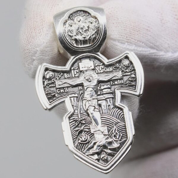 Christian Greek Orthodox Baptist Silver 925 Prayer Body Warrior Crucifix. Alexander Nevski Dmitri Donskoy Archangel Michael Holy Trinity