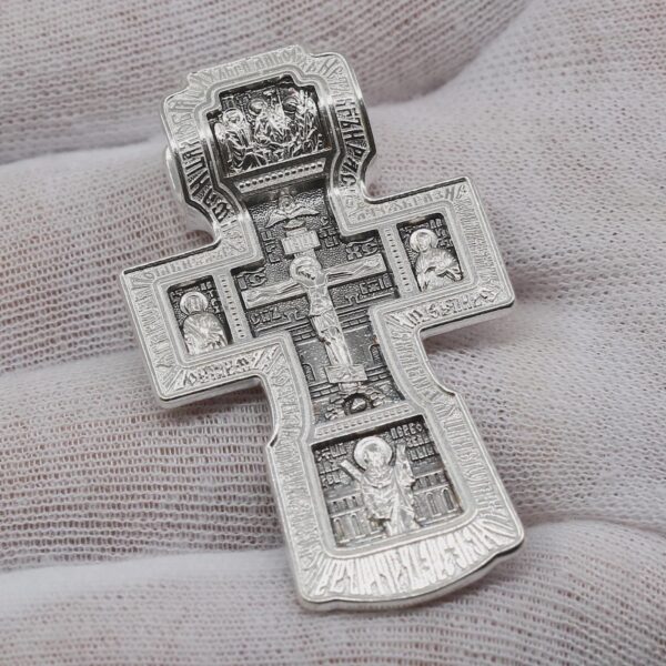 Men Orthodox Body Cross Apostles Peter And Paul Greek Christian Protective Crucifix Silver 925 Authentic Jewelry