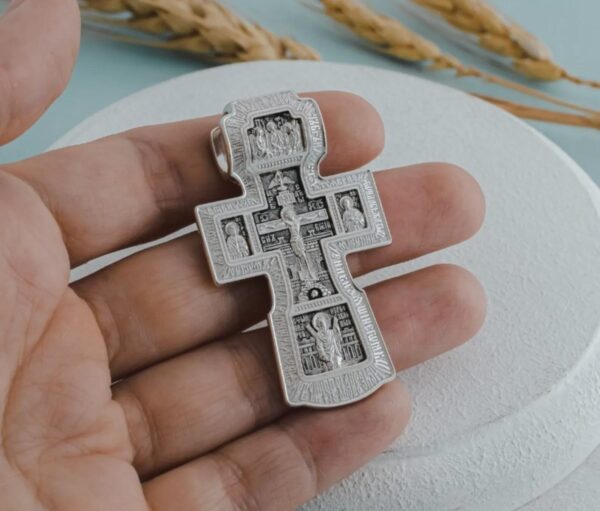 Men Orthodox Silver 925 Body Cross Apostles Peter And Paul Greek Christian Protective Crucifix Religious Authentic Jewelry