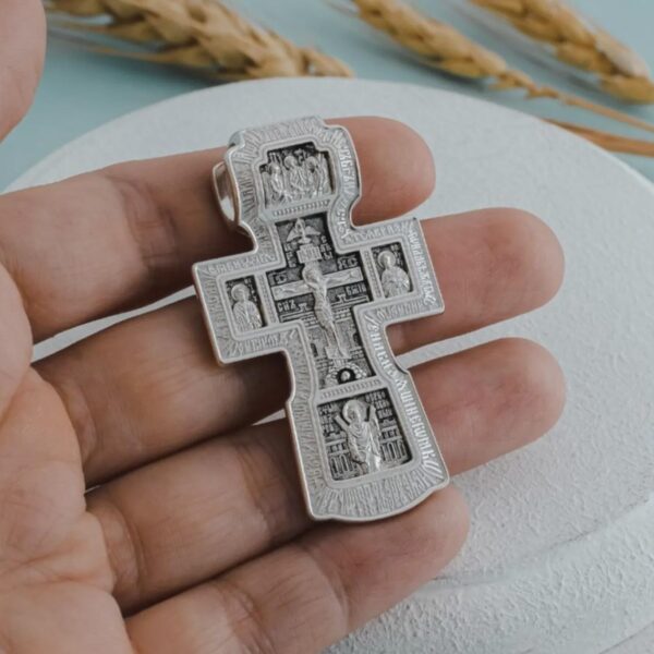 Men Orthodox Silver 925 Body Cross Apostles Peter And Paul Greek Christian Protective Crucifix Religious Authentic Jewelry
