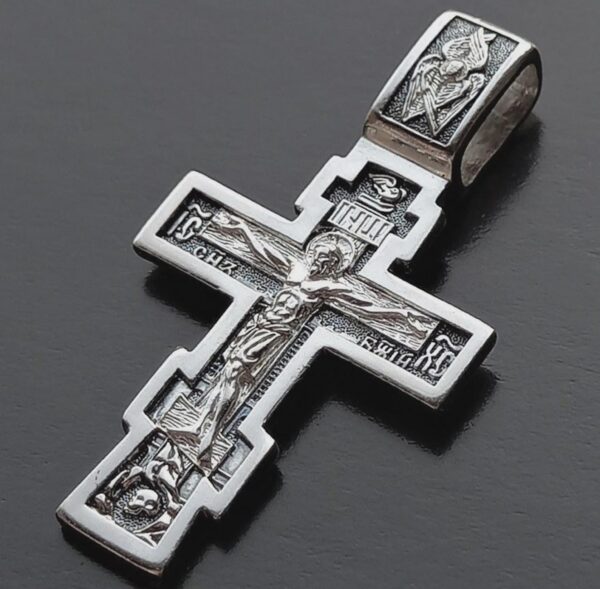 Eastern Orthodox Baptismal Crucifix Russian Greek Necklace For Men Silver 925