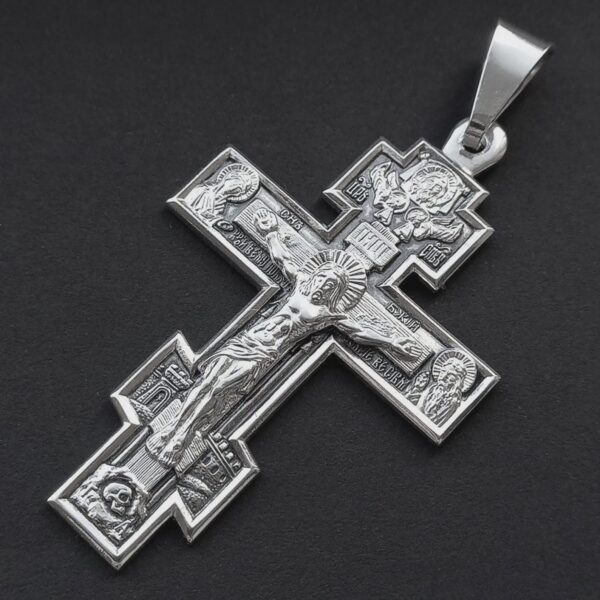 Men Christian Orthodox Prayer Necklace Body Cross Silver 925 Save And Protect Prayer
