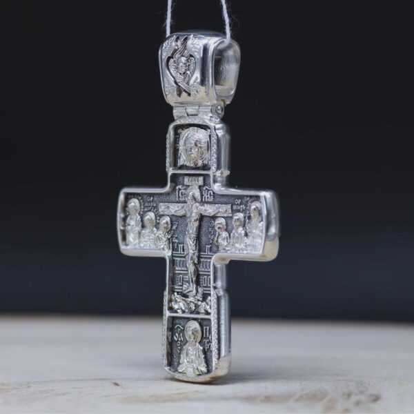 Eastern orthodox cross pendant silver 925 baptism men Christian crucifix authentic handmade religious jewellery