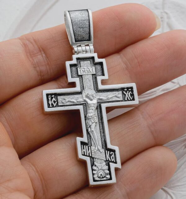 Eastern Orthodox Cross Silver 925 Handmade Christian Authentic Prayer Crucifix Baptism Religious Jewellery. ( For sale only cross )