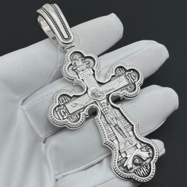 Big Orthodox Handmade Men Body Crucifix Silver 925 Christian Jewelry St George Warrior Mother Of God Pokrov Archangel Michael Gabriel
