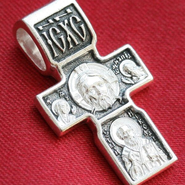 Archangel Michael Patron Sterling Silver 925 Russian Greek Orthodox Prayer Cross For Men. Save Protect
