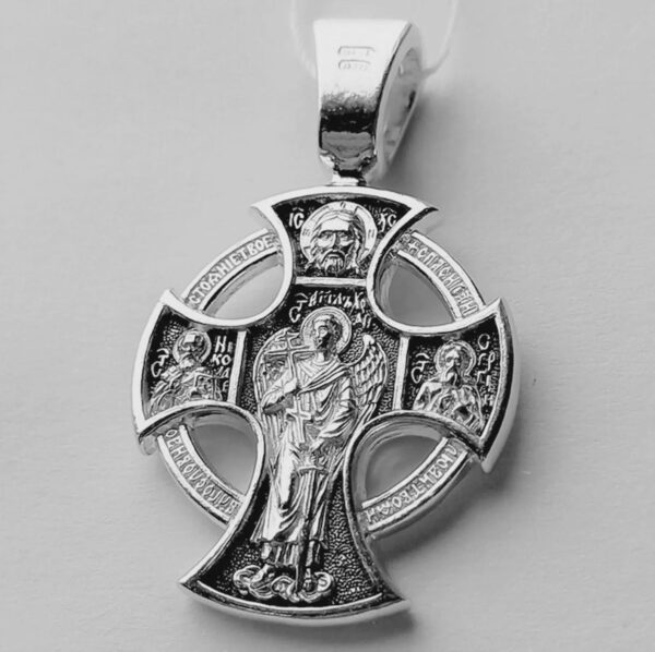 Eastern Orthodox Cross Pendant Celtic Design Silver 925 Handmade Jesus Crucifix For Baptism Religious Gift For Men Women Blessed - Image 2