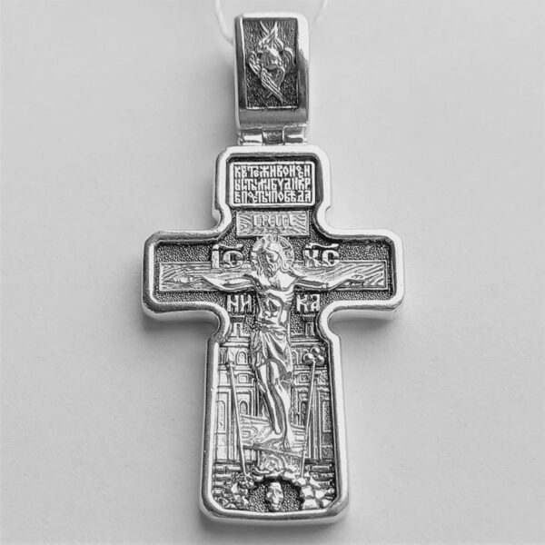 Cross Saint Michael Archangel Necklace Christian Body Crucifix Russian Greek Orthodox Cross Pendant Silver 925 - Image 2