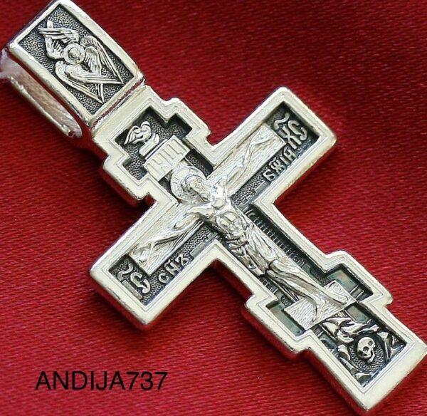 Classical Men Orthodox Prayer Body Cross Silver 925 Blessed. - Image 2