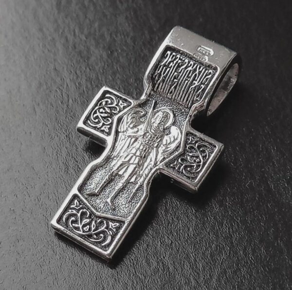 Orthodox Cross Archangel Michael Icon Religious Jewelry Handmade Christian Necklace Silver 925 - Image 2