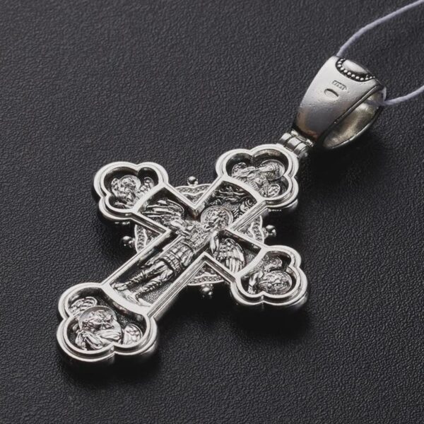Saint Michael The Archangel Christian Prayer Body Cross Patron Silver 925 Russian Greek Orthodox Religious Gift For Men - Image 2
