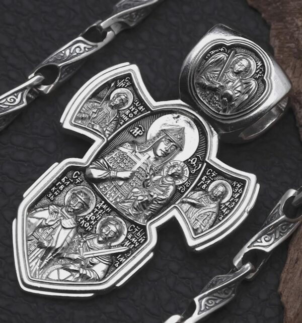 Men Christian Russian Greek Orthodox Baptist Silver925 Body Warrior Crucifix. Alexander Nevski Dmitri Donskoy Archangel Michael Holy Trinity - Image 2