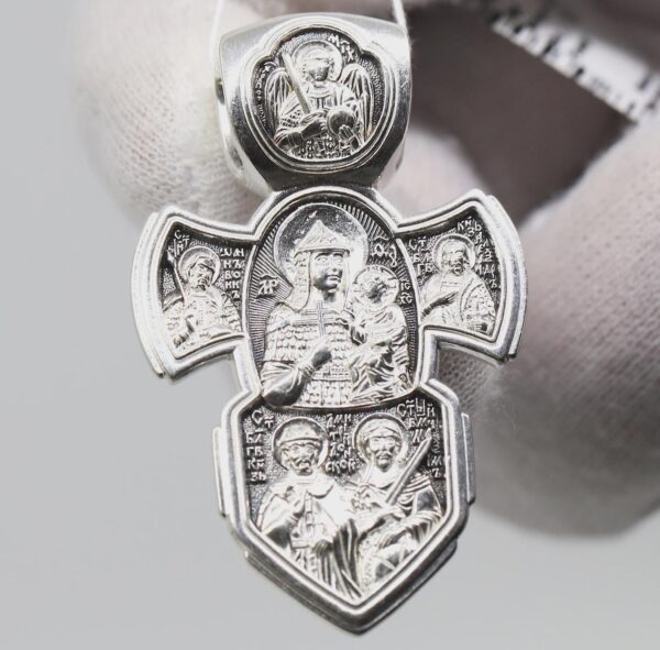 Christian Greek Orthodox Baptist Silver 925 Prayer Body Warrior Crucifix. Alexander Nevski Dmitri Donskoy Archangel Michael Holy Trinity - Image 2