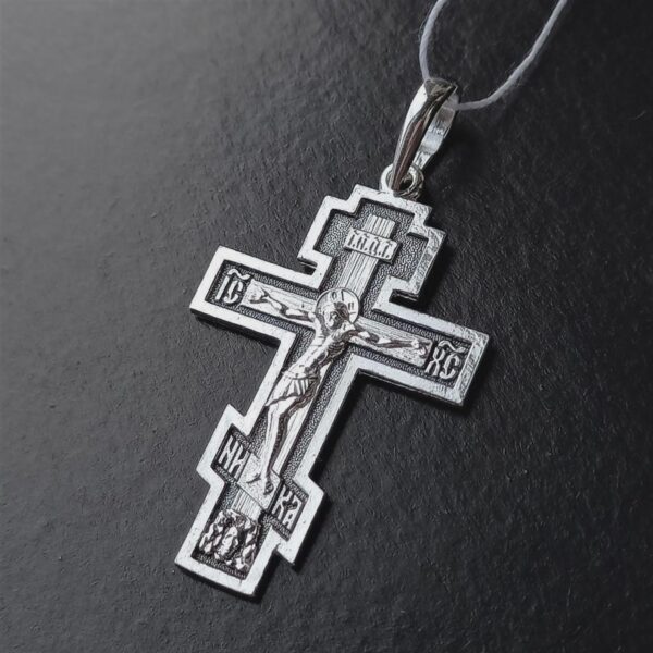 Orthodox Christian Body Baptism Crucifix. Sterling Silver 925. Authentic Religious Jewelry. Precious Cross Prayer Old Slavonic - Image 2
