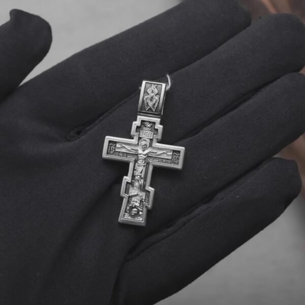 Orthodox Men Baptism Cross Necklace Russian Greek Christian Body Prayer Crucifix . Sterling Silver 925 Authentic Religious Jewelry - Image 2