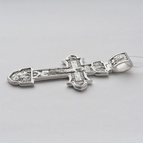 Men Big Orthodox Christian Body Crucifix Solid Silver 925 St Alexander Nevski , Holy Trinity , St George Warrior - Image 2