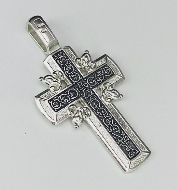 Men Orthodox Golgotha Crucifix Federov Design Russian Greek Baptism Prayer Crucifix Necklace Handmade Silver 925 SALE !! - Image 2
