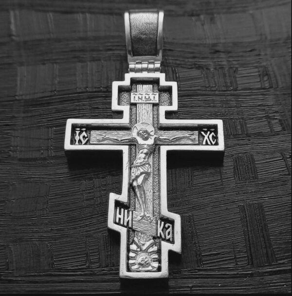 Orthodox Cross Silver 925 Handmade Christian Authentic Prayer Crucifix Baptism Eastern Cross - Image 2
