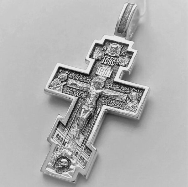 Orthodox Cross For Men Silver 925 Christian Necklace Baptism Gift Precious Cross Prayer Old Slavonic. Handmade Religious Jewelry. Blessed - Image 2