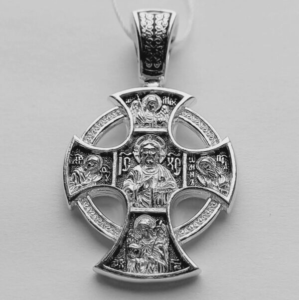 Eastern Orthodox Cross Pendant Celtic Design Silver 925 Handmade Jesus Crucifix For Baptism Religious Gift For Men Women Blessed - Image 3