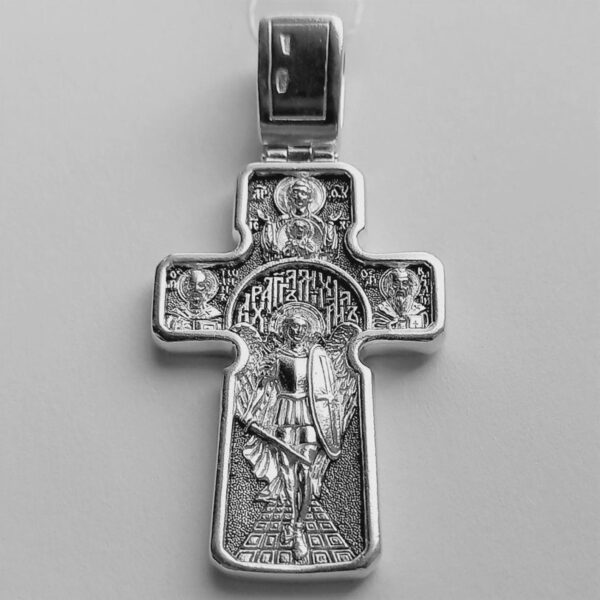 Cross Saint Michael Archangel Necklace Christian Body Crucifix Russian Greek Orthodox Cross Pendant Silver 925 - Image 3