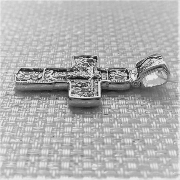 Men Christian Orthodox Big Body Prayer Cross Silver 925 Mother of God Sign ( Pokrov ) - Image 3