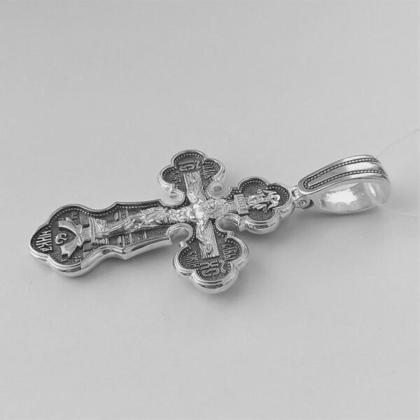 Men Baptism Orthodox Body Cross Silver 925 Authentic Christian Jewelry Russian Greek Design. Saint George Warrior Archangel Michael - Image 3