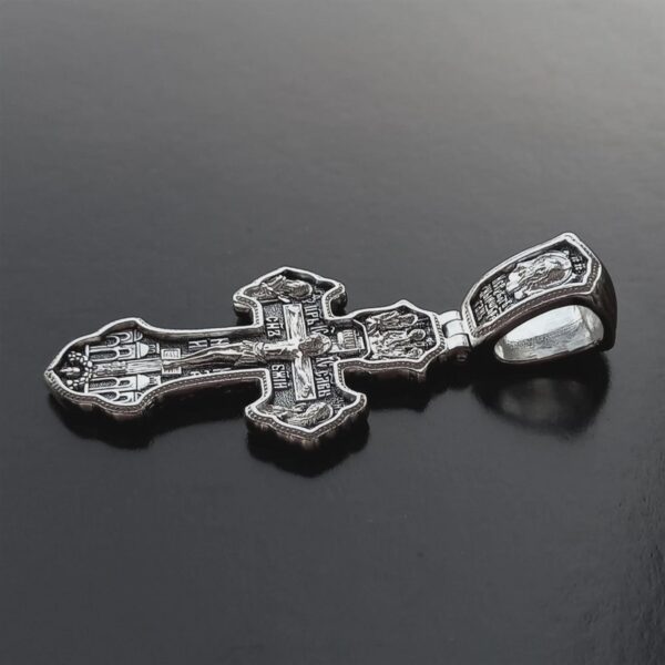 Orthodox Christian Necklace Cross For Men Silver 925 Archangel Michael Holy Trinity Jesus Christ Icon - Image 3