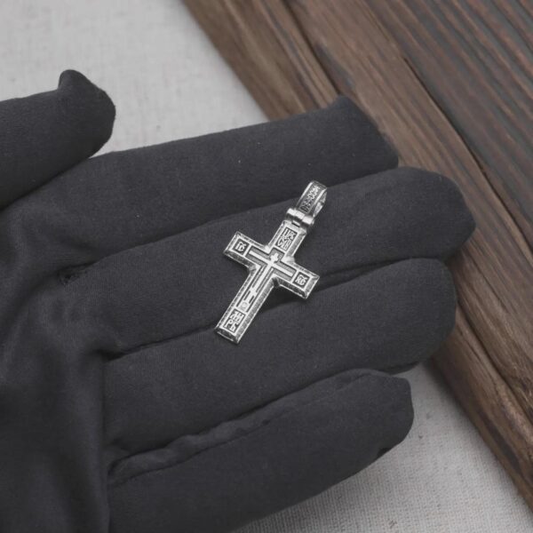 Eastern Orthodox Baptismal Golgotha Crucifix Russian Greek Necklace For Men Women Silver 925 - Image 3