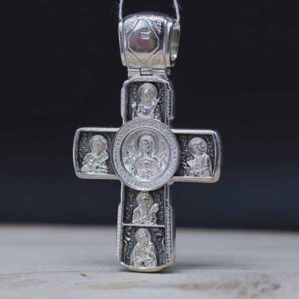Eastern orthodox cross pendant silver 925 baptism men Christian crucifix authentic handmade religious jewellery - Image 3