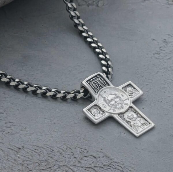 Eastern Orthodox Silver 925 Prayer Cross Archangel Michael crucifix handmade authentic christian jewellery - Image 3