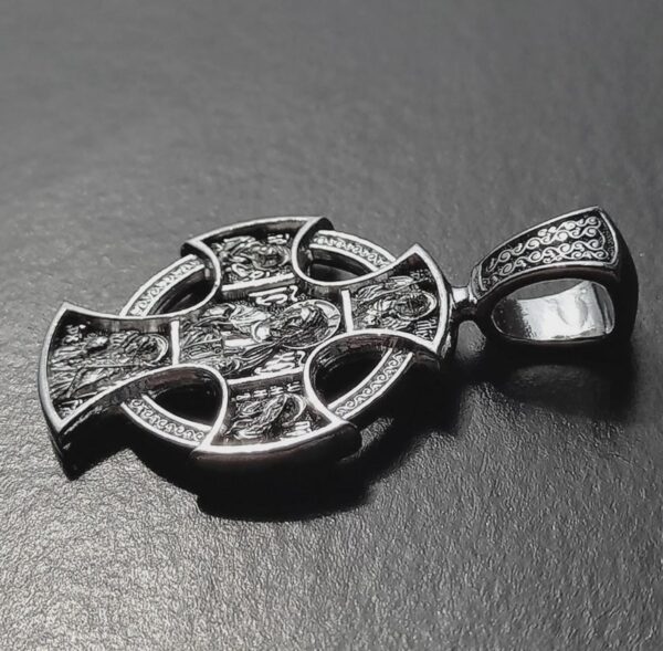 Guardian Angel St Nicholas John The Baptist Eastern Orthodox Baptism Prayer Cross Christian Jewelry For Men Silver 925 - Image 3