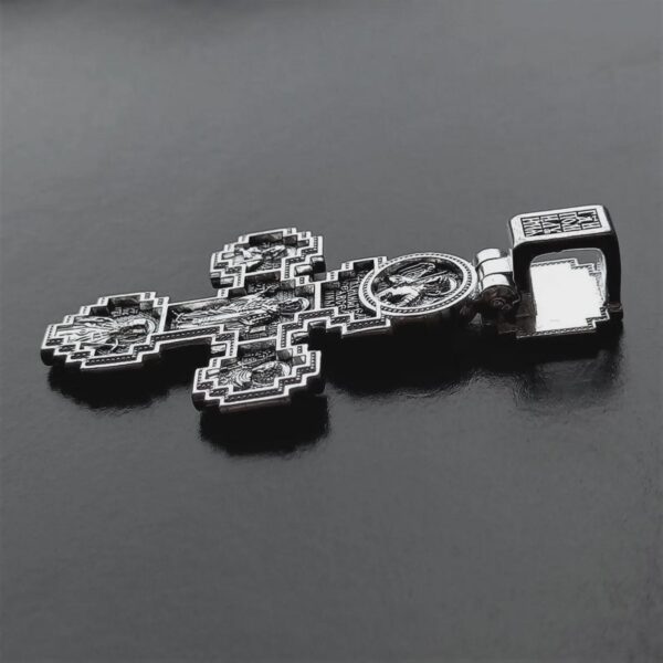 Men Silver 925 Golgotha Crucifix Christian Orthodox Prayer Body Cross Alexander Nevski St Nicholas St Luka Guardian Angel St George Warrior - Image 4